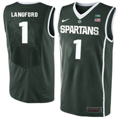 Men Michigan State Spartans NCAA #1 Joshua Langford Green Authentic Nike Stitched College Basketball Jersey GO32Z71UZ